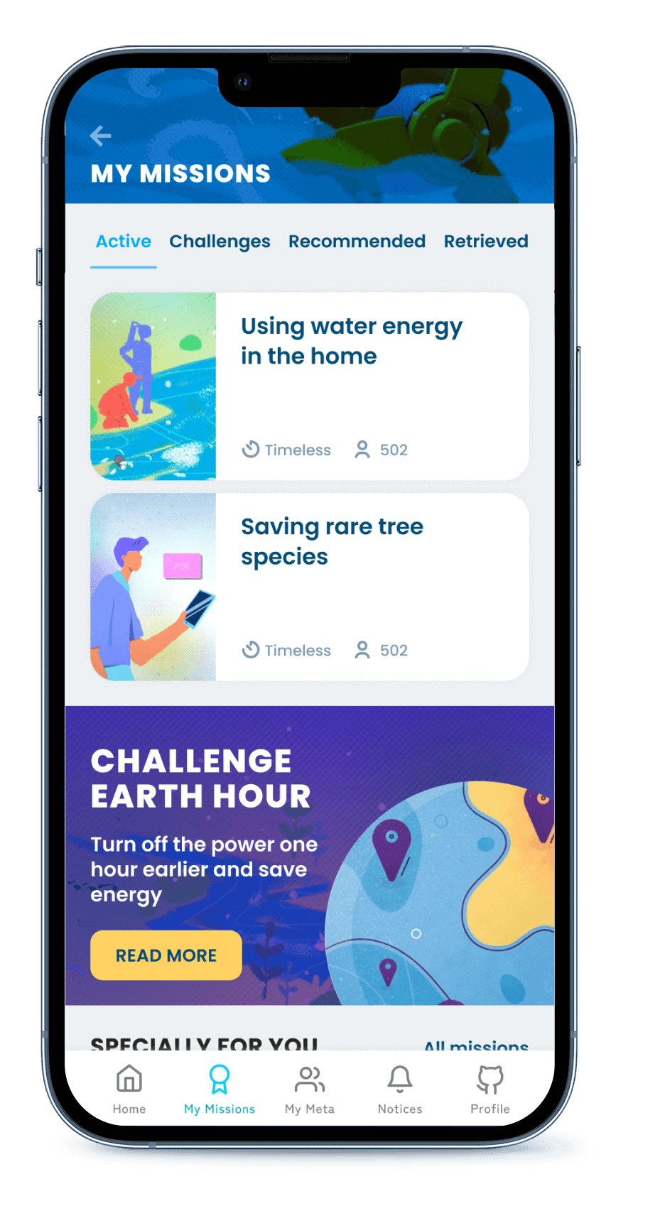 Screenshot App - My Missions