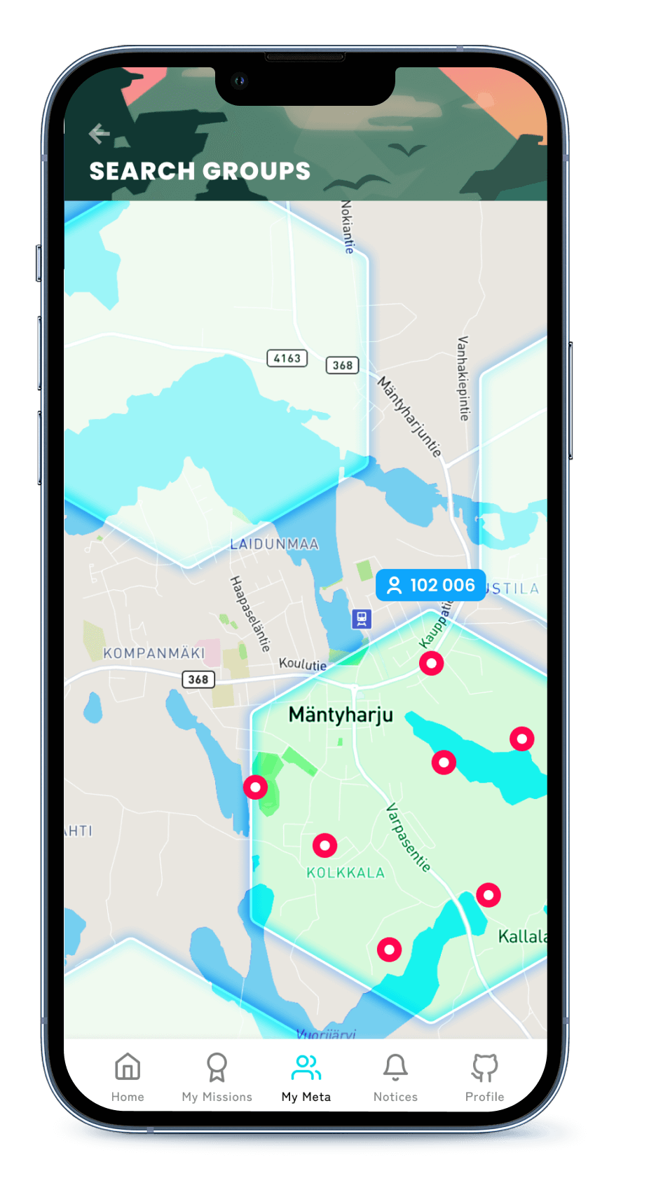Screenshot App - Search Group